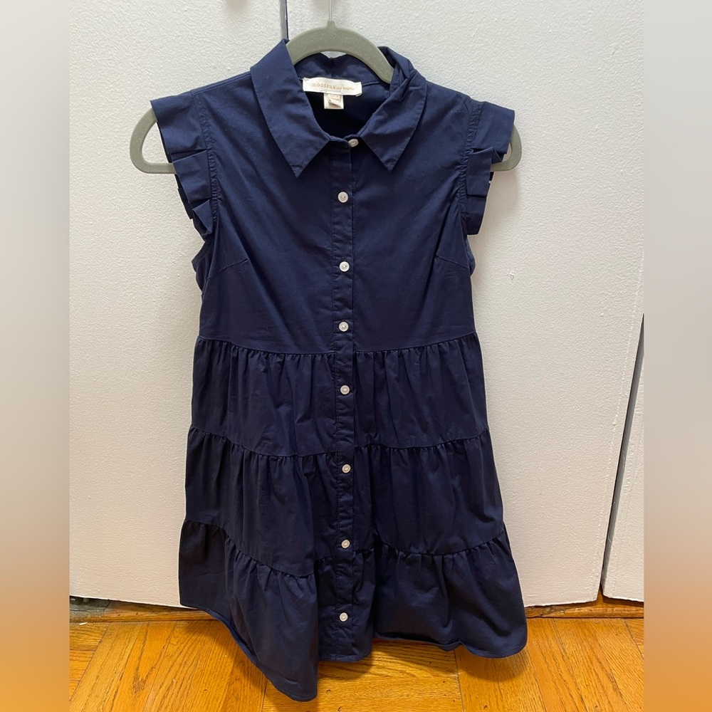 monteau Los Angeles Sleeveless Tiered Navy Dress